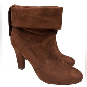 Women’s Thalia Sodi brown ankle boots booties with chunky heel. Size 7 1…